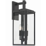 Byron Outdoor Wall Sconce - Matte Black / Clear