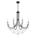 Delilah Chandelier - Matte Black / Crystal