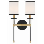 Hatfield Wall Light - Vibrant Gold / Black Forged / White Silk