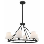 Keenan Round Chandelier - Black Forged / White