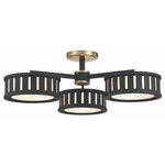 Kendal Multi Light Ceiling Light - Vibrant Gold / Black Forged / White Glass