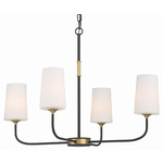 Niles Chandelier - Black Forged /Modern Gold / White