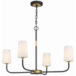 Niles Chandelier - Black Forged / Modern Gold / White