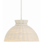 Reese Pendant - Matte White / Bleached Jute