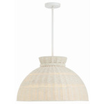 Reese Pendant - Matte White / Bleached Jute