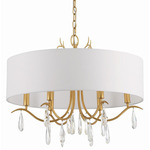 Rollins Drum Chandelier - Antique Gold / White