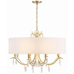 Rollins Drum Chandelier - Antique Gold / White