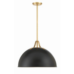 Soto Pendant - Matte Black/Antique Gold