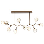 Gem Large Modern Branch Chandelier - Flat Bronze / Amber