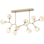 Gem Modern Branch Chandelier - Gilded Brass / Amber