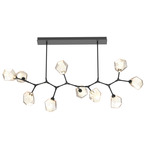 Gem Large Modern Branch Chandelier - Matte Black / Amber