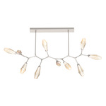 Aalto Linear Modern Branch Chandelier - Beige Silver / Optic Ribbed Amber
