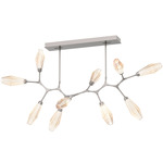 Aalto Linear Modern Branch Chandelier - Beige Silver / Optic Ribbed Amber