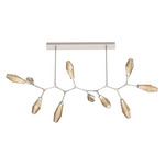 Aalto Linear 10 Light Modern Branch Chandelier - Metallic Beige Silver / Optic Ribbed Bronze