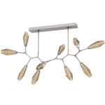 Aalto Linear Modern Branch Chandelier - Beige Silver / Optic Ribbed Bronze