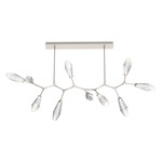 Aalto Linear 10 Light Modern Branch Chandelier - Metallic Beige Silver / Optic Ribbed Clear