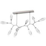 Aalto Linear Modern Branch Chandelier - Beige Silver / Optic Ribbed Clear