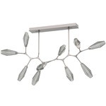 Aalto Linear Modern Branch Chandelier - Beige Silver / Optic Ribbed Smoke