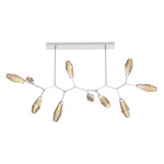 Aalto Linear 10 Light Modern Branch Chandelier - Classic Silver / Optic Ribbed Bronze