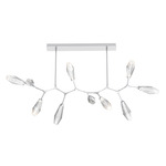 Aalto Linear 10 Light Modern Branch Chandelier - Classic Silver / Optic Ribbed Clear