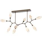 Aalto Linear Modern Branch Chandelier - Flat Bronze / Optic Ribbed Amber