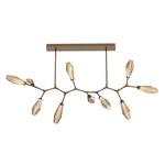 Aalto Linear 10 Light Modern Branch Chandelier - Flat Bronze / Optic Ribbed Bronze