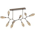 Aalto Linear Modern Branch Chandelier - Flat Bronze / Optic Ribbed Bronze