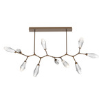 Aalto Linear 10 Light Modern Branch Chandelier - Flat Bronze / Optic Ribbed Clear