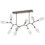 Aalto Linear Modern Branch Chandelier - Flat Bronze / Optic Ribbed Clear