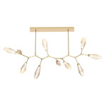 Aalto Linear Modern Branch Chandelier - Gilded Brass / Optic Ribbed Amber