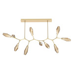 Aalto Linear Modern Branch Chandelier - Gilded Brass / Optic Ribbed Bronze