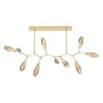 Aalto Linear 10 Light Modern Branch Chandelier - Gilded Brass / Optic Ribbed Bronze