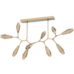 Aalto Linear Modern Branch Chandelier - Gilded Brass / Optic Ribbed Bronze