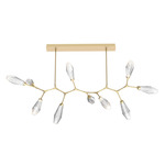 Aalto Linear 10 Light Modern Branch Chandelier - Gilded Brass / Optic Ribbed Clear