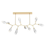 Aalto Linear Modern Branch Chandelier - Gilded Brass / Optic Ribbed Clear