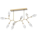 Aalto Linear Modern Branch Chandelier - Gilded Brass / Optic Ribbed Clear