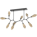 Aalto Linear Modern Branch Chandelier - Matte Black / Optic Ribbed Bronze
