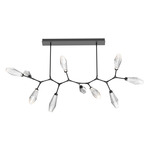 Aalto Linear Modern Branch Chandelier - Matte Black / Optic Ribbed Clear