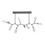 Aalto Linear 10 Light Modern Branch Chandelier - Matte Black / Optic Ribbed Clear