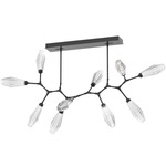 Aalto Linear Modern Branch Chandelier - Matte Black / Optic Ribbed Clear