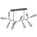 Aalto Linear Modern Branch Chandelier - Matte Black / Optic Ribbed Smoke