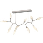 Rock Crystal Modern Branch Chandelier - Beige Silver / Chilled Amber
