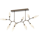 Rock Crystal Modern Branch Chandelier - Flat Bronze / Chilled Amber