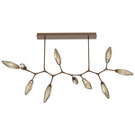 Rock Crystal Large Modern Branch Chandelier - Flat Bronze / Chilled Bronze