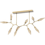 Rock Crystal Modern Branch Chandelier - Gilded Brass / Chilled Bronze