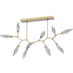 Rock Crystal Modern Branch Chandelier - Gilded Brass / Chilled Smoke
