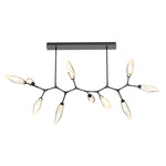 Rock Crystal Modern Branch Chandelier - Matte Black / Chilled Amber