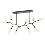 Rock Crystal Modern Branch Chandelier - Matte Black / Chilled Amber