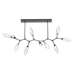 Rock Crystal Large Modern Branch Chandelier - Matte Black / Chilled Clear