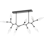 Rock Crystal Modern Branch Chandelier - Matte Black / Chilled Clear